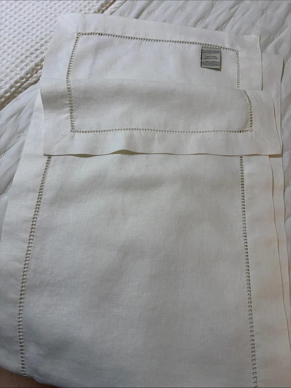 Pottery Barn Belgian Linen Table Runner in Classic Ivory - 16” X 108”